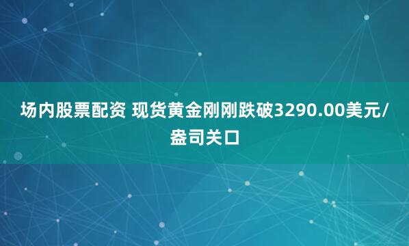场内股票配资 现货黄金刚刚跌破3290.00美元/盎司关口